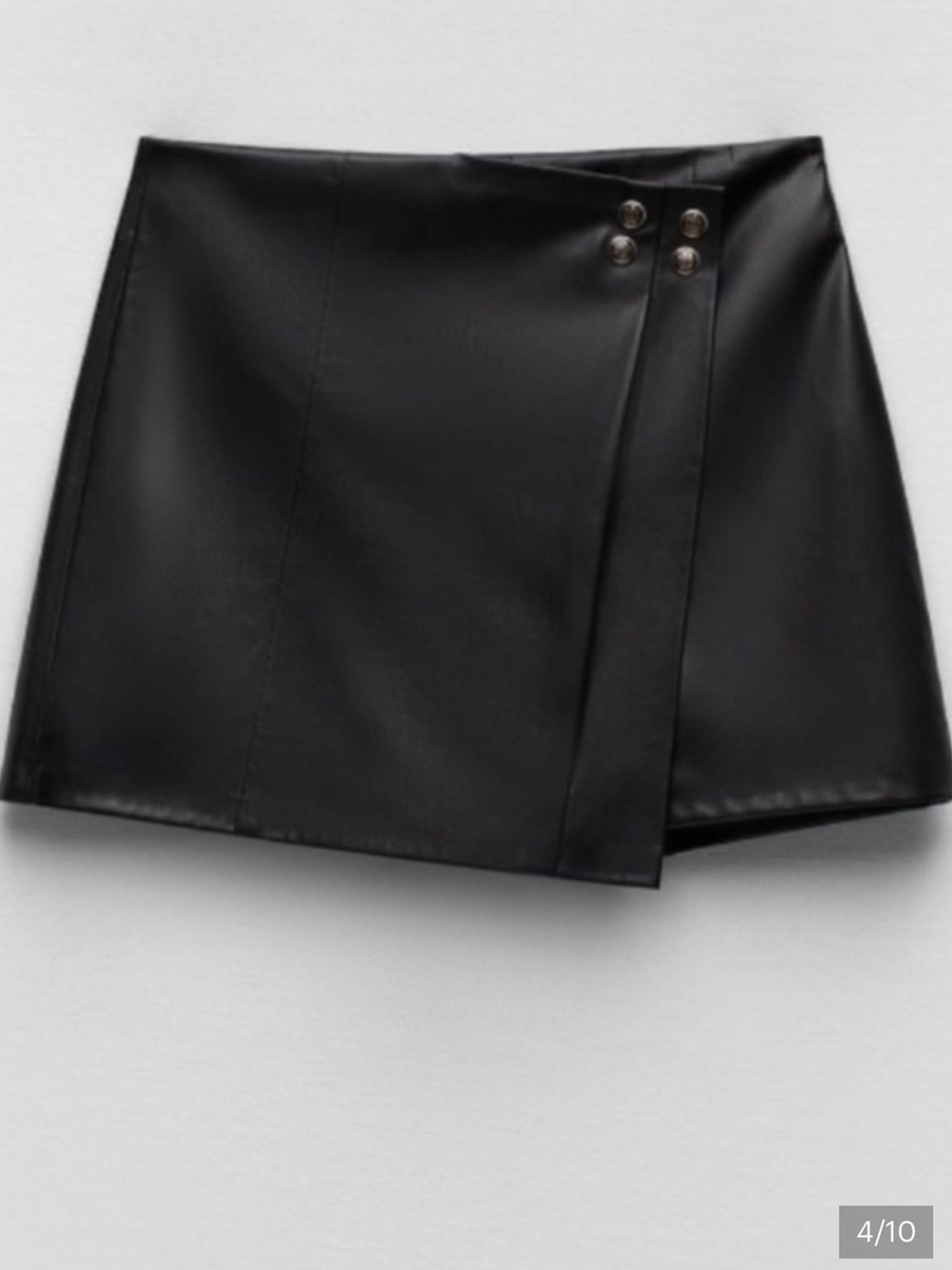 Zara Black Faux Leather Wrap Mini Skirt